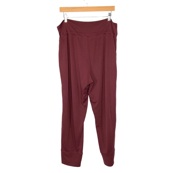 Fabletics Sleek Knit Drawstring Joggers Pants XXL Port Wine High Waist Pockets - Picture 4 of 7